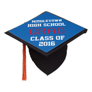 Blue White Senior Graduation Cap Topper