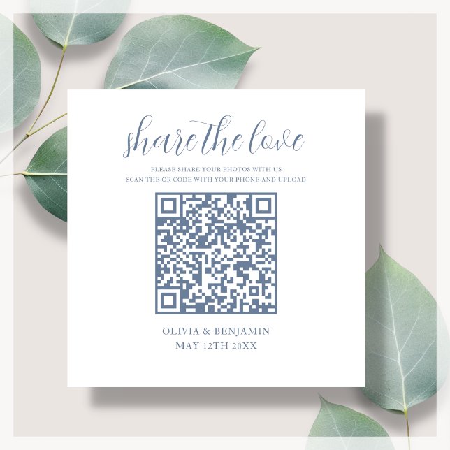 Blue | White Share The Love QR Code Enclosure Card (Creator Uploaded)