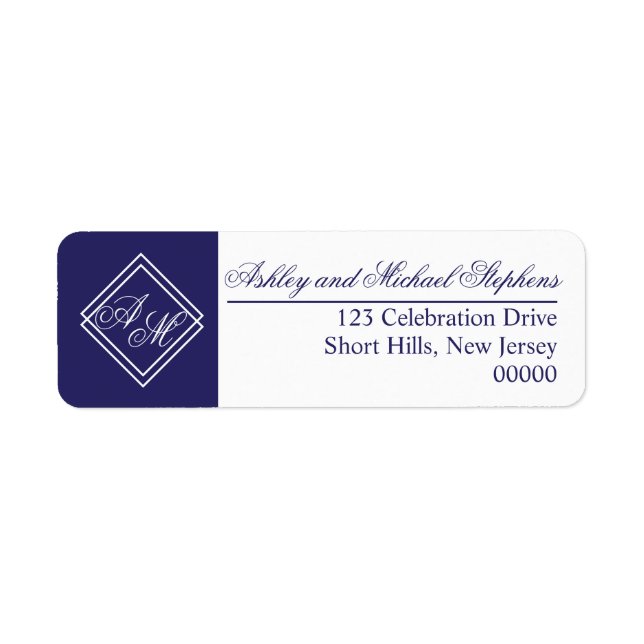 Blue White Simple Geometric Monogram Wedding (Front)