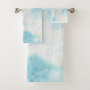 Blue White Sky Clouds Artistic Bath Towel Set