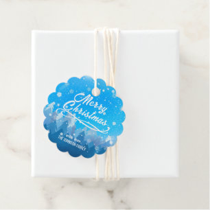 Blue White Snow Peaceful Forest Merry Christmas Favour Tags