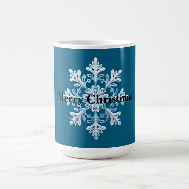 Blue White Snowflake Christmas Coffee Mug (Center)