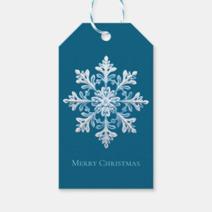 Blue White Snowflake Christmas Gift Tags