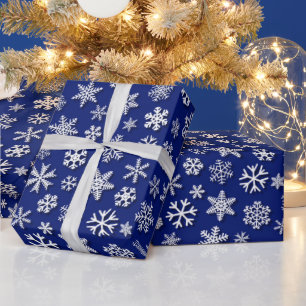 blue white snowflake Christmas pattern Wrapping Paper
