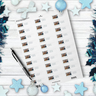 Blue & White Snowflake Holiday Return Labels