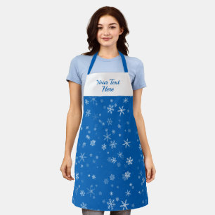 Blue White Snowflake Pattern Christmas  Apron