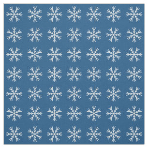 Blue White Snowflake Pattern Fabric