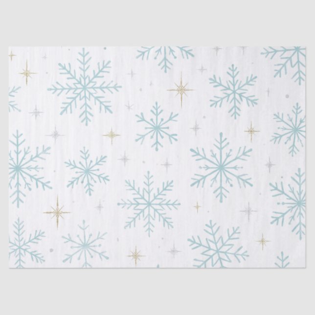 Blue & White Snowflake Sparkle Tissue Paper  (Front)