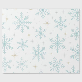 Blue & White Snowflake Sparkle Wrapping Paper