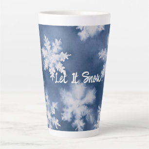 Blue White Snowflakes Christmas Latte Mug