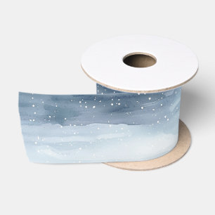 Blue White Snowflakes Christmas Satin Ribbon