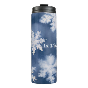 Blue White Snowflakes Christmas Thermal Tumbler
