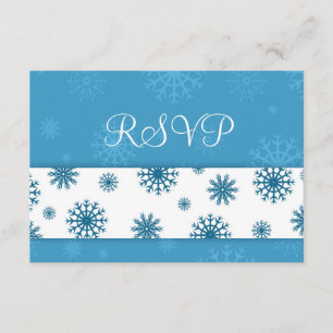 Blue White Snowflakes Christmas Wedding RSVP Cards