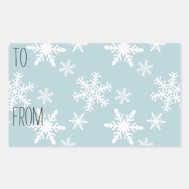 Blue White Snowflakes Gift Tag (Front)