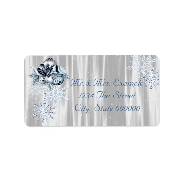 Blue White Snowflakes Label (Front)