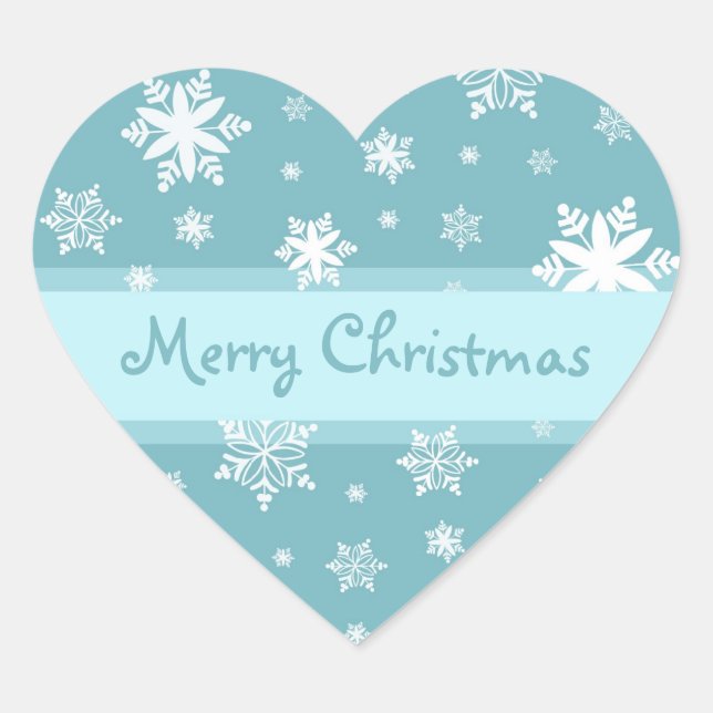 Blue White Snowflakes Merry Christmas Stickers (Front)