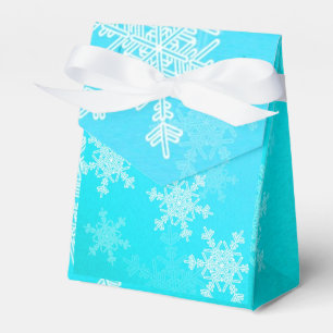 Blue White Snowflakes Minimalist Christmas Favor Box