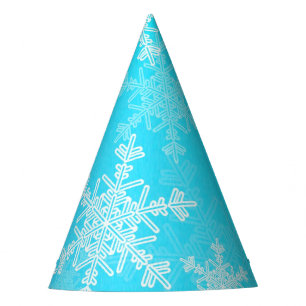 Blue White Snowflakes Minimalist Christmas Party Hat