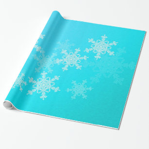 Blue White Snowflakes Minimalist Christmas Wrapping Paper