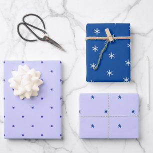 Blue White Snowflakes Wrapping Paper Sheet