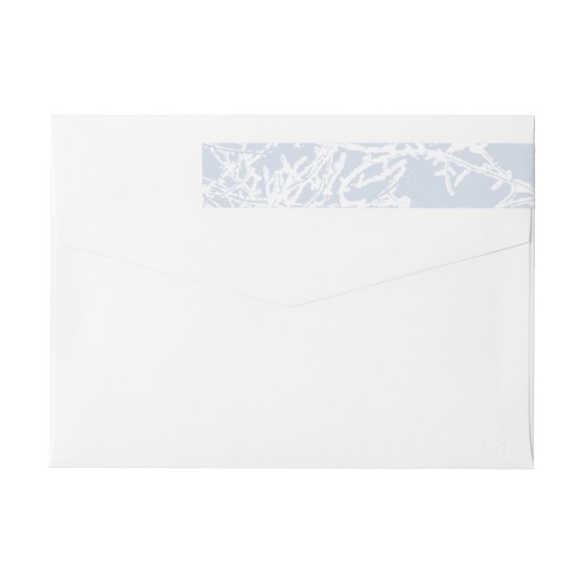 Blue & White Snowy Branch Wraparound Address Label (Back)