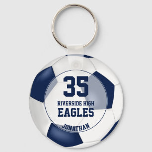 blue white soccer ball boys team spirit keychain