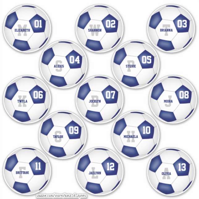 blue white soccer team colours individual players (Front)