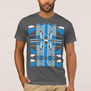 Blue White Southwest Look Ornate Mosaic Abstract T-Shirt