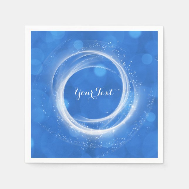 Blue & White Sparkle Cinderella Any Event Party Napkin (Front)