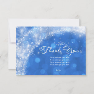 Blue & White Sparkle Cinderella Thank You
