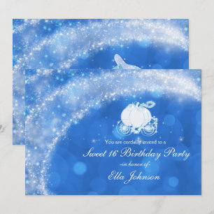 Blue & White Sparkle Elegant Bridal Shower Party Invitation