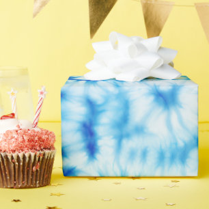 Blue White Spiral Tie Dye Wrapping Paper