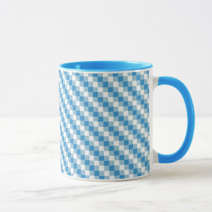 Blue-white squares background mug