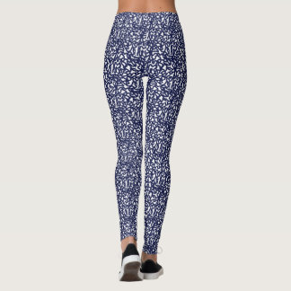 Blue white squiggly  design leggings