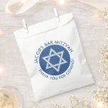 Blue White Star of David Bar Mitzvah  Favour Bag<br><div class="desc">Favour bags for a bar mitzvah with a white star of David against a blue background. Personalize with name in an arch around the star.</div>