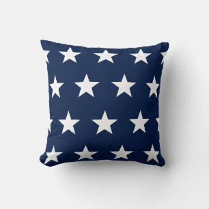 Blue & White Star Pattern Nautical Design,Coastal Throw Pillow
