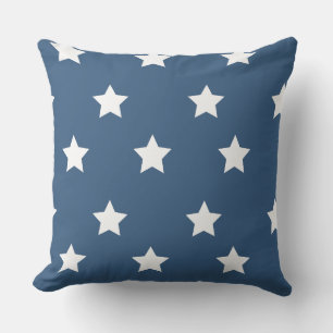 Blue & White Star Pattern Patriotic Outdoor pillow