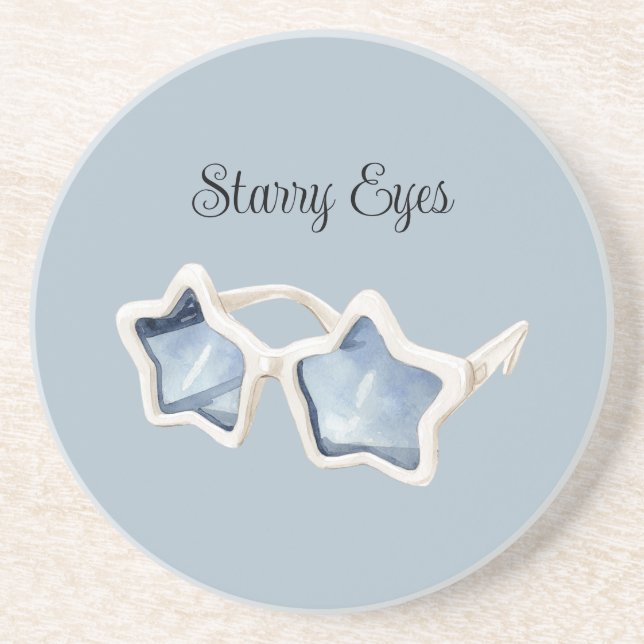 Blue White Star Sunglasses Coaster (Front)
