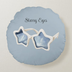 Blue White Star Sunglasses Round Pillow