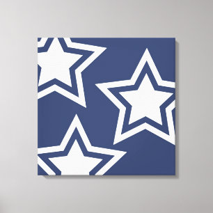 Blue White Stars Canvas Print