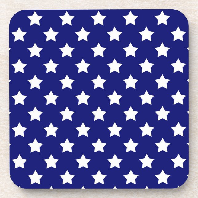Blue White Stars Pattern Decorative Coaster (Front)