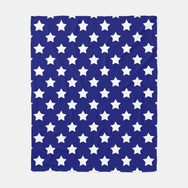 Blue White Stars Pattern Decorative Fleece Blanket (Front)
