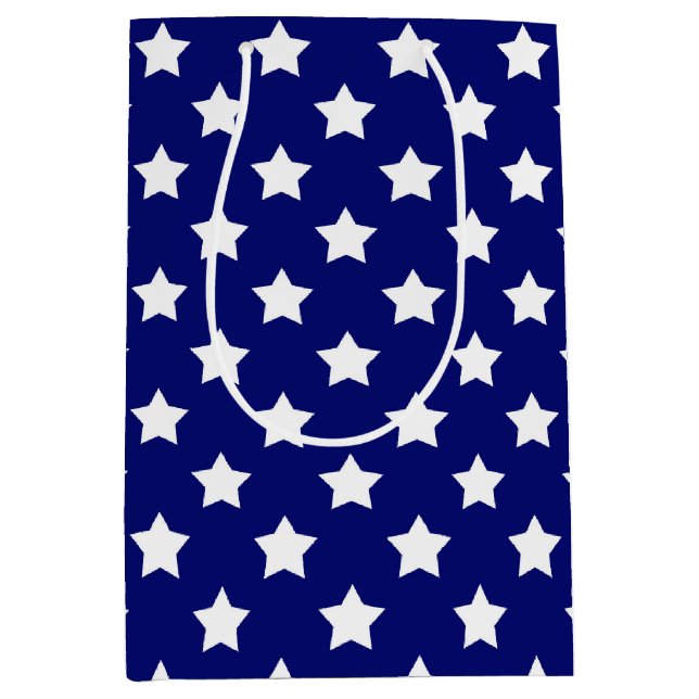 Blue White Stars Pattern Decorative Medium Gift Bag (Front)