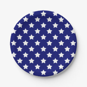 Blue White Stars Pattern Decorative Paper Plate