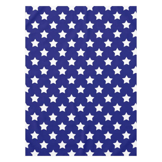 Blue White Stars Pattern Decorative Tablecloth (Front)