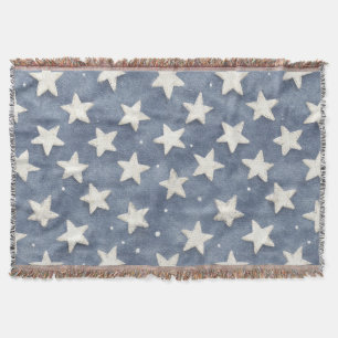 Blue White Stars   Throw Blanket