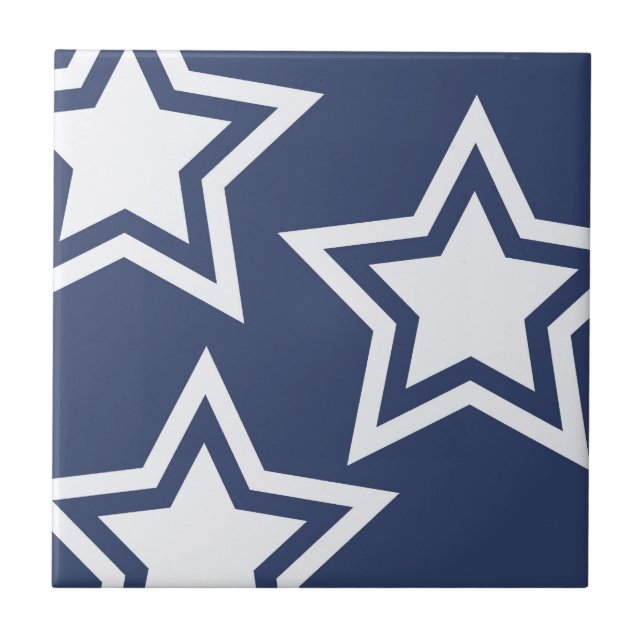 Blue White Stars Tile (Front)