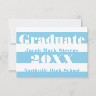 Blue & White Stripe - 3x5 Graduation Announcement