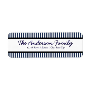 Blue & White Stripe - Address Label