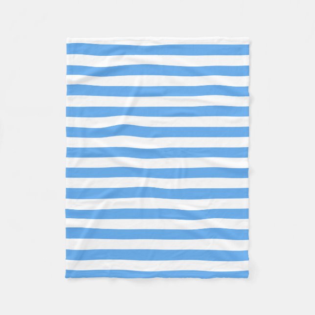 Blue White Stripe Chic Template Decorative Small Fleece Blanket (Front)
